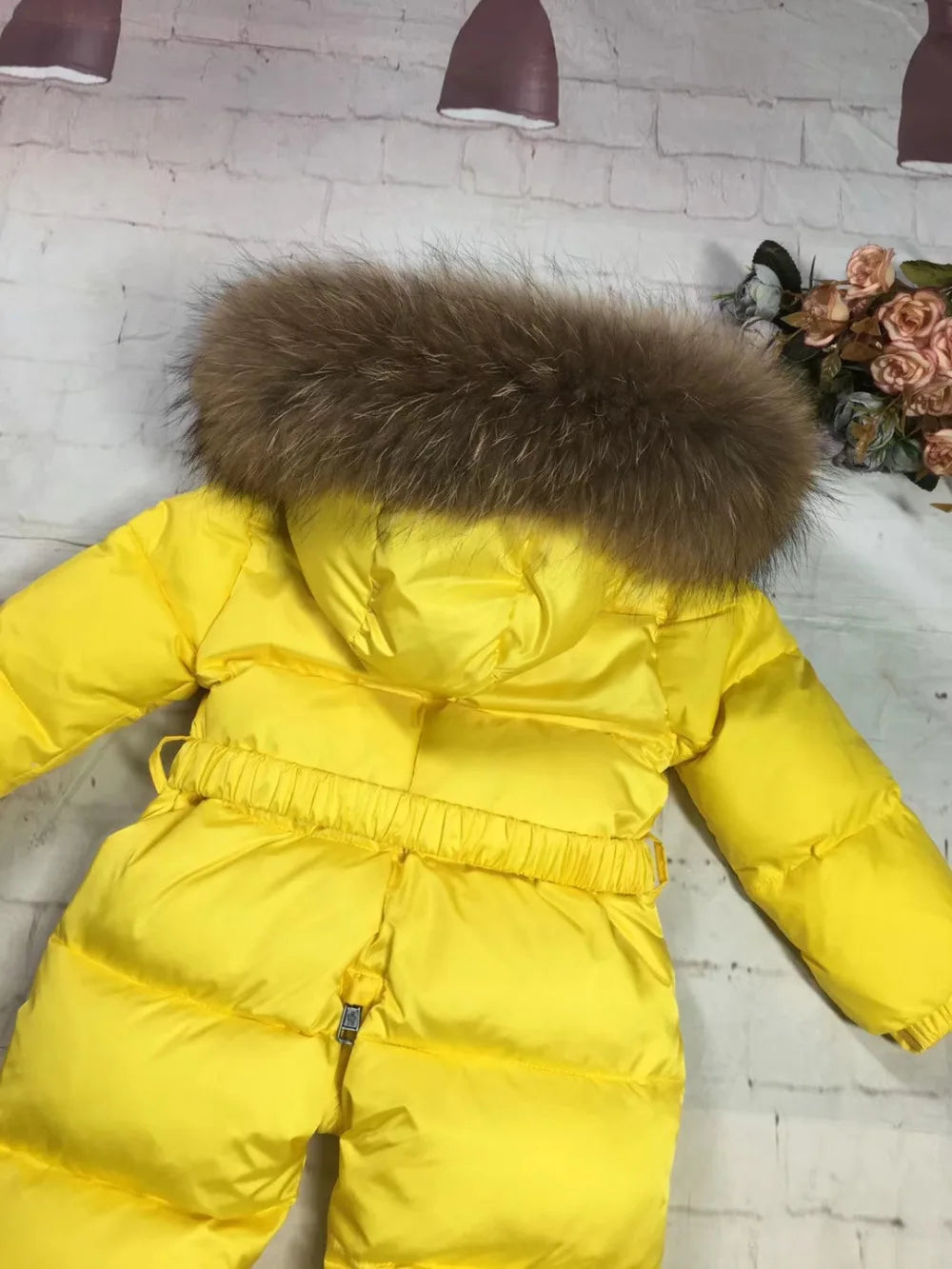 75-155cm 2024 Winter baby down coat duck down suit outerwear Fur overalls children's Snowsuit down coats Child jumpsuit romper