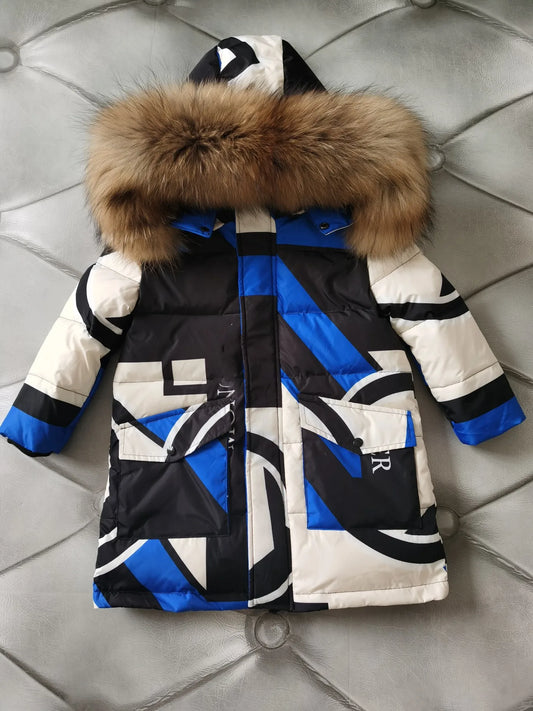 85cm-145cm 2024 winter down jacket children's parka girl down jackets child long thicken outerwear boy long duck down jackets