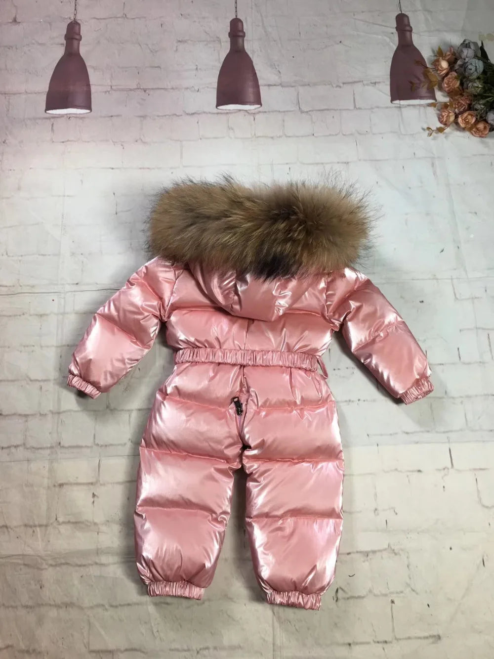 75-155cm 2024 Winter baby down coat duck down suit outerwear Fur overalls children's Snowsuit down coats Child jumpsuit romper