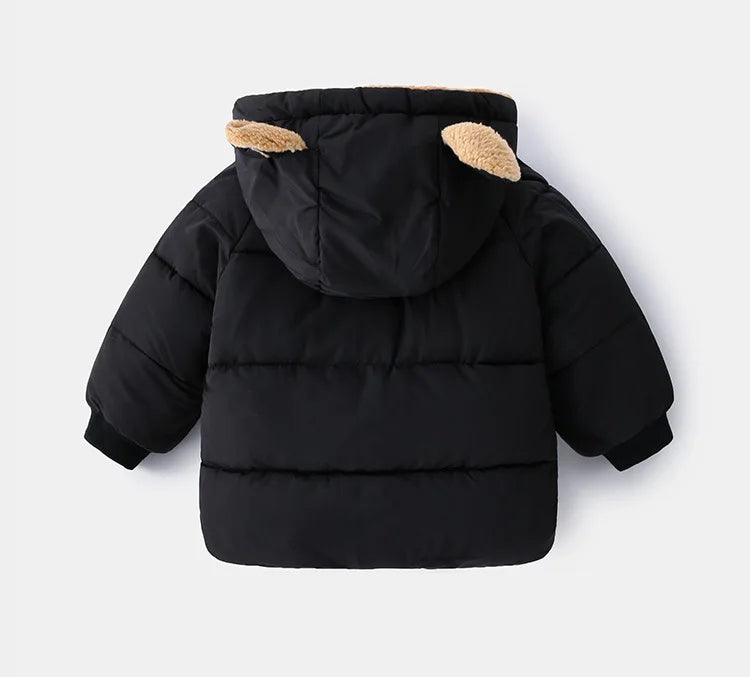 2024 Korean Autumn Winter Children Boy Parkas Cartoon Bear Ears Little Girl Jacket Coat 1-6 Years Kids Boy Outerwear Outfit