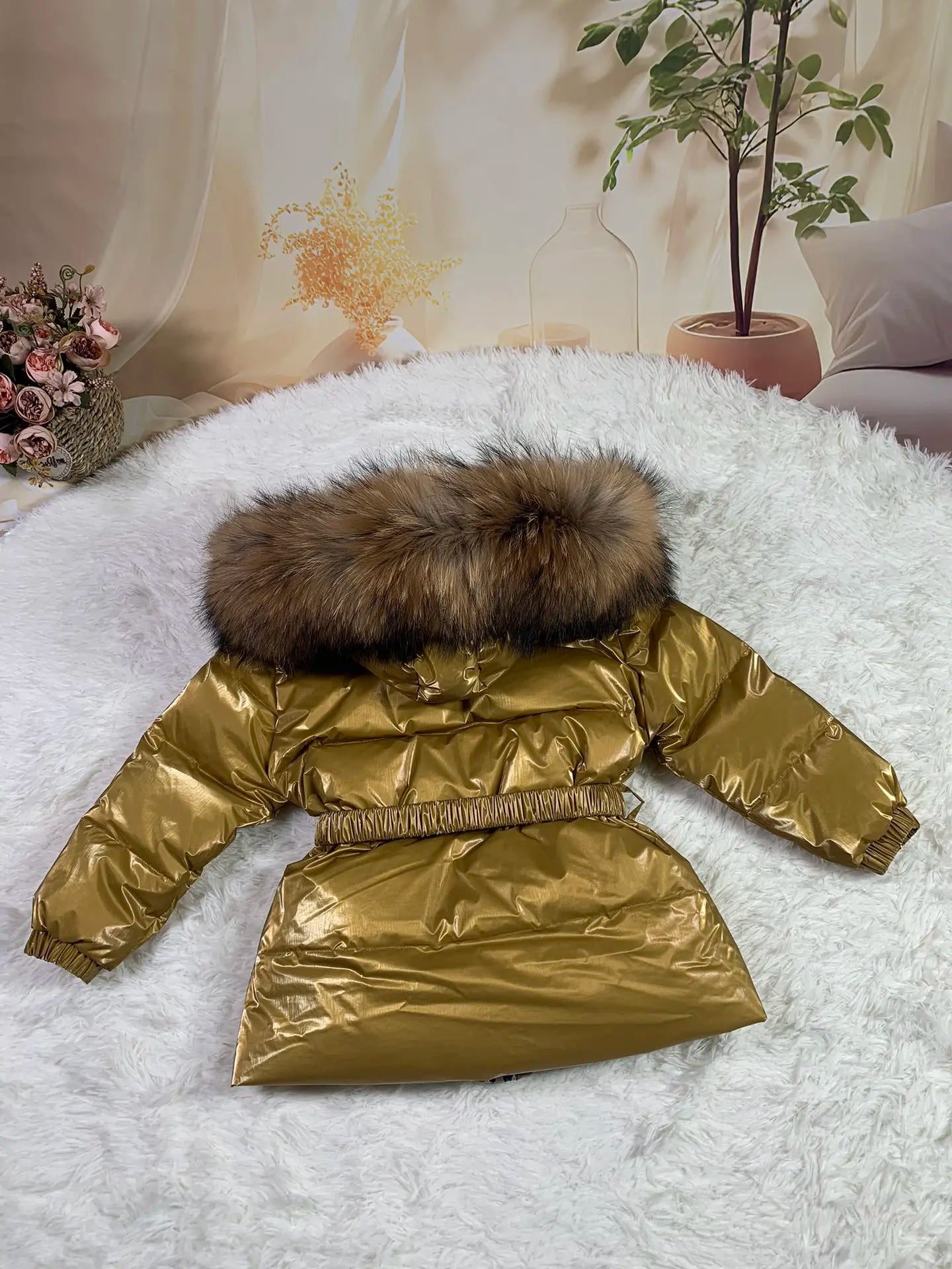 Raccoon fur hood 2024 winter jacket child suit jacket+pant twinset boy & girl ski suits children down jacket outerwear parka