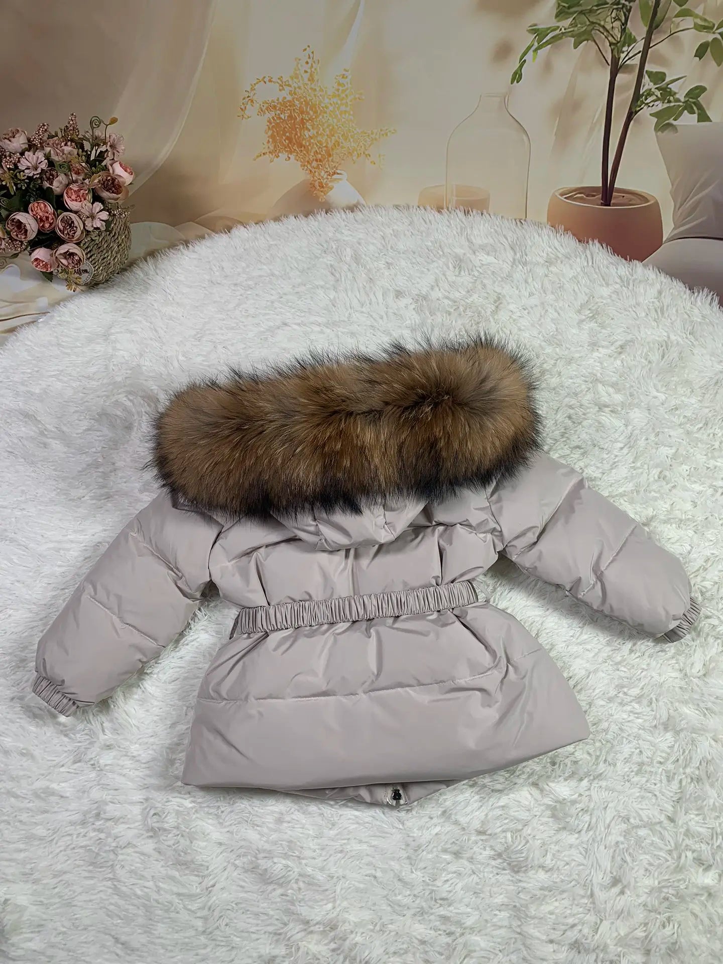 Raccoon fur hood 2024 winter jacket child suit jacket+pant twinset boy & girl ski suits children down jacket outerwear parka