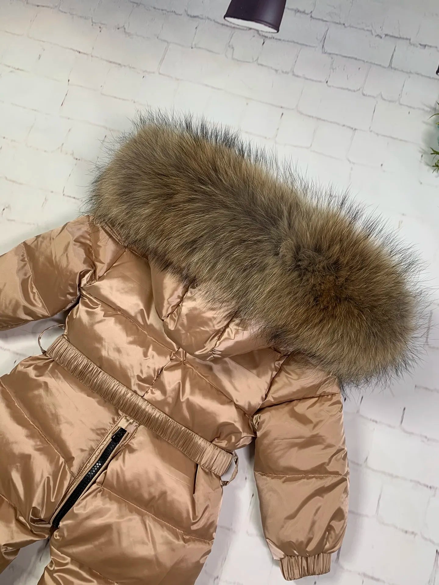 70cm-150cm Raccoon fur Outdoor 2024 winter down jacket child down coat overall children snowsuit girl outerwear suit jumpsuits