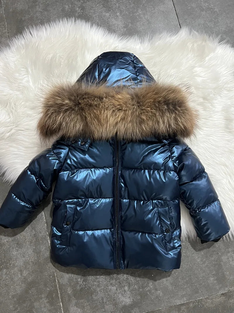 Children's Clothing Set Plush Thickened Jacket 2024 New Winter Fashion Hooded Cotton-padded Clothes Girls Winter Ski Suit